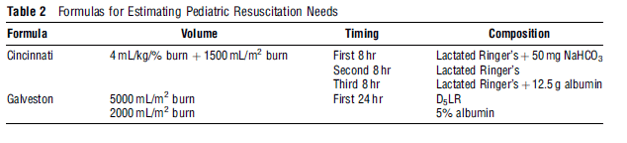 burn fluid resuscitation children